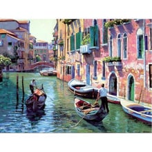 Painting By Numbers DIY Dropshipping 40x50 60x75cm Venice Watertown Boat Still life Canvas Wedding Decoration Art picture Gift 2024 - buy cheap