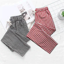 Gowyimmes Summer Big Size Women Cotton and Linen Pants Casual Harem Pant Black White Plaid Trousers Female Ankle-length Pant 439 2024 - buy cheap