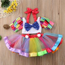 Комплект летней одежды для маленьких девочек, платье для дня рождения в стиле «Цирк» и кроп-топ, одежда для девочек на Хэллоуин, От 2 до 6 лет, 2019 2024 - купить недорого