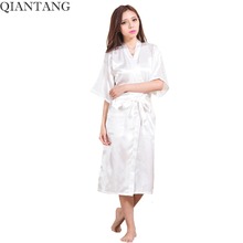 White Wedding Bride Bridesmaid Dressing Robe Female Faux Silk Bathrobe Women Sleepwear Kimono Bath Gown Nightgown Size S-XXXL 2024 - buy cheap