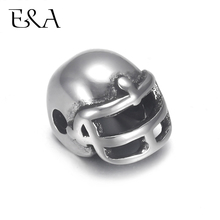 4pcs capacete De Beisebol De Aço Inoxidável Talão Encantos 2mm Buraco para Pulseira de Contas Fazer Jóias Contas de Metal DIY Acessórios 2024 - compre barato