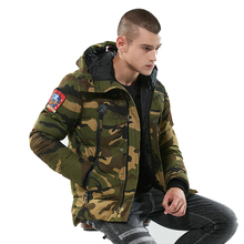 Jaqueta com capuz camuflada masculina, casaco de inverno casual slim quente militar bomber parka masculina 2024 - compre barato