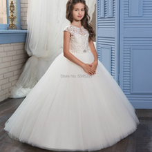 Holy Communion Dresses Appliques O-neck Lace Up Bow Sash Short Sleeve Ball Gown Custom Made First Communion GownVestidos Longo 2024 - buy cheap