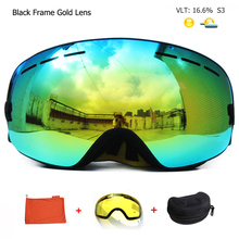 Двухслойные лыжные очки UV400, анти-туман, большая Лыжная маска, очки для катания на лыжах, снега, сноуборда, очки с зеркальным покрытием 2024 - купить недорого