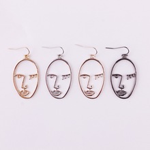 ZWPON Zinc Alloy Abstract Face Drop Earrings Fashion abstract Hollow Brand Drop Earrings for Woman Jewelry Wholesale 2024 - buy cheap