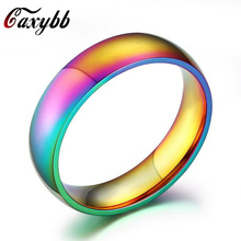 Caxybb 6 мм классическое мужское и женское Радужное красочное кольцо обручальное кольцо из титановой стали Размер 6-12 2024 - купить недорого