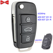 KEYECU para Audi A3 A4 A6 S6 RS4 RS6 Cabriolet Atualizado Fob Chave Remoto 433MHz ID48 4D0 837 231 K/ 4D0 837 231 R 2024 - compre barato