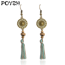 Circular pendant fringed Earrings Decorative drop earrings with sawtooth beads Eardrop Bohemia long Brincos Cigana joias Aretes 2024 - buy cheap