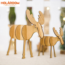 New Christmas Wooden Ornament Christmas Creative Decorations New Year Gift Pendant for Home Decor XMAS Wood Deer Shape Ornaments 2024 - buy cheap