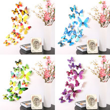 12 pçs borboletas adesivos de parede adesivos na parede do ano novo decorações para casa 3d borboleta papel de parede para sala @ 5 2024 - compre barato