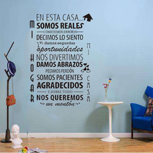 Vinil esculpido adesivo de parede espanhol casa regras removível decalque arte papel de parede moda simples decoração casa pintura SP-018 2024 - compre barato