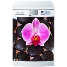 Wholesale 3D Orchid On Stones Dishwasher Refrigerator Freeze Sticker Art Fridge Door Cover Wallpaper Kitchen Wall Stickers 2024 - buy cheap