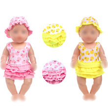 Dolls clothes cute duckling swimsuit + hat casual suit Dress accessories fit 43 cm baby and 18 inch Girl f751 2024 - buy cheap