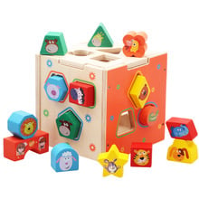 Children's Puzzle Early Learning Limu Wood Geometry Shape Wooden Cartoon Animal Pattern Pairing Box Cognitive Matching Toy 2024 - buy cheap