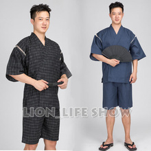 Calças japonesas de verão para homens jinbei, manga curta, pijama roupa de dormir masculina 2024 - compre barato