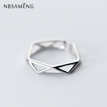 NBSAMENG-Anillos abiertos ajustables para mujer, 100% Plata de Ley 925 geométricos, triángulo hueco, joyería para regalo, prevención de alergia 2024 - compra barato