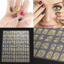 Pegatinas 3D para manicura de uñas, calcomanías con diseño de flores doradas, plateadas y rosas, 108 hojas 2024 - compra barato