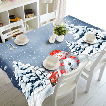 New Year 3D Round Tablecloth Colorful Christmas Snowman Pattern Thicken Polyester Cotton Rectangular Table Cloth Home Decoration 2024 - buy cheap