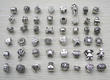 Free Shipping mix style antique silver pated Big Hole Loose alloy Beads fit European Pandora Jewelry Braclet Charms DIY 2024 - buy cheap