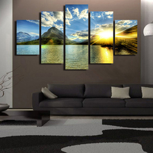 HD Posters Wall Art Modern Pictures Home Decoration Frame 5 Panel Sunrise Mountain Landscape Living Room Printed Painting 2024 - buy cheap