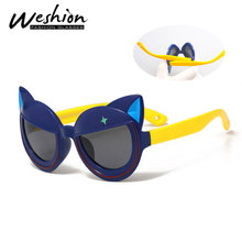 Óculos de sol gatinho polarizado infantil, óculos retrô de resina fashion com proteção uv400 para meninas 2024 - compre barato