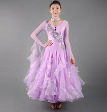 Бальные конкурсные танцевальные платья для леди высокого качества фламенко Вальс танцевальная юбка женское стандартное бальное платье фиолетового цвета 2024 - купить недорого