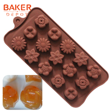 BAKER DEPOT flower shape silicone chocolate mold candy gummy ice tray molds DIY biscuit cake bakeware mold chocolate soap molds 2024 - buy cheap