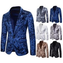 Men's Groom Singer Slim Fit Blazer Autumn Winter Velvet Fashion Leisure Suit Jacket Wedding top coat Hombre Masculino clothes 2024 - buy cheap