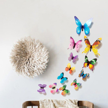 Adesivos de Parede borboleta 3D Simulação de Decoração Para Casa Sala de estar do Quarto do bebê Papel De Parede Criativo DIY para Geladeira 12 pcs 2024 - compre barato