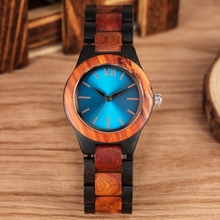 Unique Sapphire Blue Face Wooden Watches Handmade Full Wooden Band Quartz Watch Women's Watches Ladies Dress Clock Reloj Mujer 2024 - buy cheap