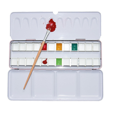 Barteen-caja de latas de 4 colores para pintura artística, paleta de acuarelas con 24 medias y 14 bandejas completas, almacenamiento de pinturas 2024 - compra barato