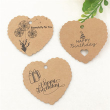 6.5x6cm Heart Shape Lace Scallop Side Kraft Paper Cardboard Jewelry Boxes Birthday Weeding Gift Box Hang Tag Price Tags 50Pcs 2024 - buy cheap