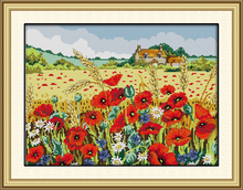 Corn poppy cross stitch kit aida 14ct 11ct count printed canvas stitches embroidery DIY handmade needlework 2024 - buy cheap