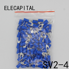 SV2-4 Blue Furcate Cable Wire Connector 100PCS/Pack Furcate Pre-Insulating Fork Spade 16~14AWG Wire Crimp Terminals SV2.5-4 SV 2024 - buy cheap