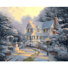 Painting By Numbers DIY Dropshipping 50x65 60x75cm Snowman villa snowman Scenery Canvas Wedding Decoration Art picture Gift 2024 - buy cheap