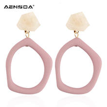 AENSOA Temperament Hollow Irregular Resin Drop Earrings For Women Korean Statement Geometric Earrings Fashion Jewelry Pendientes 2024 - buy cheap