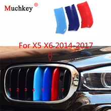 Car Front Grille Trim Strips Grills Cover Performance Decoration Stickers For BMW X5 X6 2014 to 2017 3D M Car Styling 7 Grilles 2024 - buy cheap