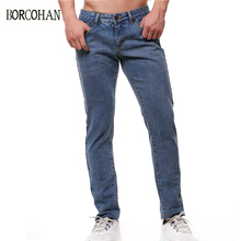 Hot Sale Men's 100%Cotton Slim Middle Blue Jeans Business Casual Thin Summer Straight Denim Pants Male YK00066 2024 - buy cheap