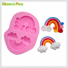 Mom&Pea MPA1927 2-Rainbow Silicone Mold Cake Decoration Fondant Cake 3D Mold Food Grade 2024 - buy cheap