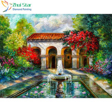 Zhui Star 5D DIY full Square drill Diamond painting Cross stitch Courtyard fountain view Diamond embroidery Mosaic decor 2024 - buy cheap