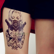 Водонепроницаемый Временные татуировки стикер череп голова пистолет женщина поддельные тату флэш-тату руки ног назад Тато для девушек мужчин 2024 - купить недорого
