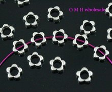 OMH-espaciadores de flores de plata tibetana, abalorios de metal para joyería, 30 Uds., 7,5mm, ZL189, venta al por mayor, envío gratis 2024 - compra barato