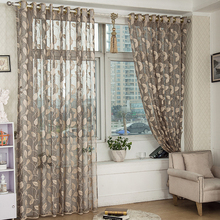 Cortina de encaje de hojas para sala de estar, cortina de Jacquard para decoración del hogar, Organza 2024 - compra barato