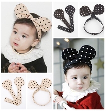 Nishine Trendy Korean Baby Girls Mouse Ear Headband Kids DIY Headwrap Photo Props Hair Accessories 2024 - buy cheap