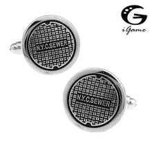iGame Factory Price Supply N.Y.C.SEWER Cuff Links Brass Material New York City Sewer Cover Design Free Shipping 2024 - buy cheap