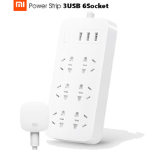 Original Xiaomi MiJia Smart Power Strip 2A Fast Charging 3 USB Extension Socket Plug 6 Standard Socket Adapter cable free ship 2024 - buy cheap