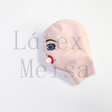 Lovely baby pink latex hood bdsm(with back zipper) open nostrils and made of 0.4mm thickness flexible natural latex materials 2024 - buy cheap