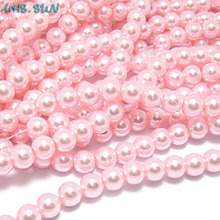 MHS.SUN 3mm-16mm lt pink round imitation glass pearl beads loose sapcer beads for jewelry accessories Beads & Jewelry Making 2024 - buy cheap