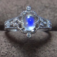 Natural blue moonstone ring, simple style, shop promotion, 925 silver, free shipping, 2024 - buy cheap