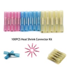 100PCS Waterproof Heat Shrink Crimp Terminals Insulated Butt Electrical Wire Cable Connectors  For 22-10 AWG 2024 - buy cheap